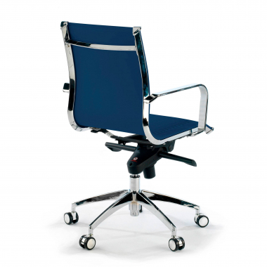 fauteuil de bureau bleu structure chromee similicuir simil cuir accoudoirs fixes 5