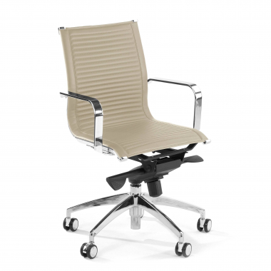 fauteuil de bureau beige structure chromee similicuir simil cuir accoudoirs fixes 1