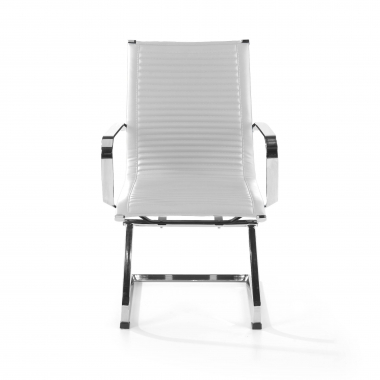 chaise de conference blanc structure chromee similicuir simil cuir accoudoirs fixes 3