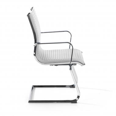 chaise de conference blanc structure chromee similicuir simil cuir accoudoirs fixes 4
