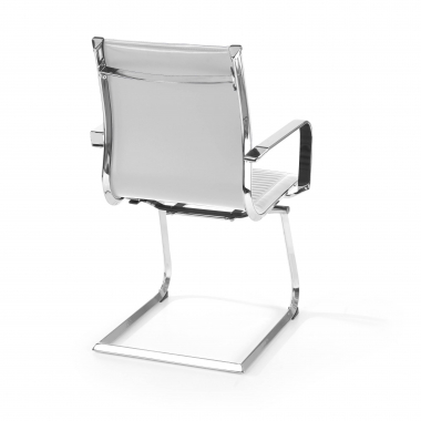 chaise de conference blanc structure chromee similicuir simil cuir accoudoirs fixes 6