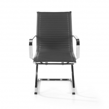 chaise de conference gris structure chromee similicuir simil cuir accoudoirs fixes 3