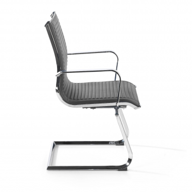 chaise de conference gris structure chromee similicuir simil cuir accoudoirs fixes 4