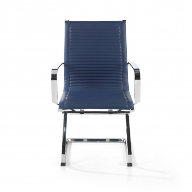 chaise de conference bleu structure chromee similicuir simil cuir accoudoirs fixes 3