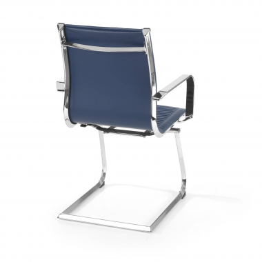 chaise de conference bleu structure chromee similicuir simil cuir accoudoirs fixes 6