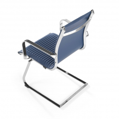 chaise de conference bleu structure chromee similicuir simil cuir accoudoirs fixes 8