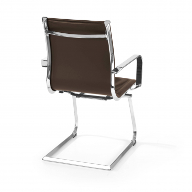 chaise de conference marron structure chromee similicuir simil cuir accoudoirs fixes 6