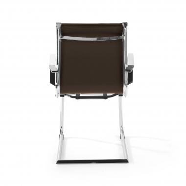 chaise de conference marron structure chromee similicuir simil cuir accoudoirs fixes 7