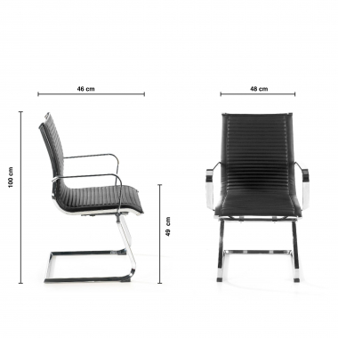 chaise de conference marron structure chromee similicuir simil cuir accoudoirs fixes 9