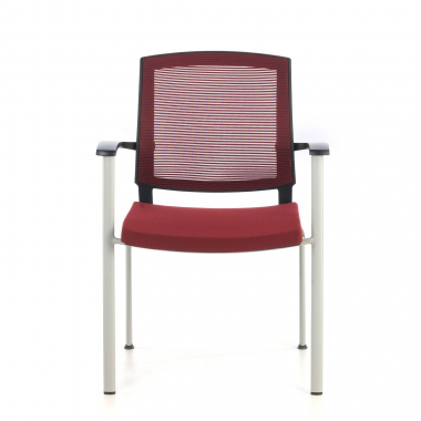 chaise visiteur rouge adam maille accoudoirs fixes 3