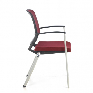 chaise visiteur rouge adam maille accoudoirs fixes 6