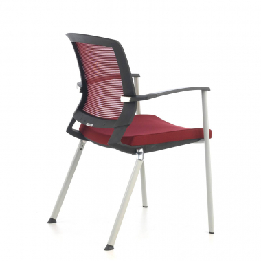 chaise visiteur rouge adam maille accoudoirs fixes 7
