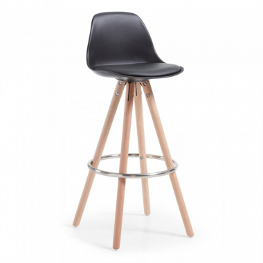 tabouret de bar noir tabouret pieds en bois simil cuir sans accoudoirs 1