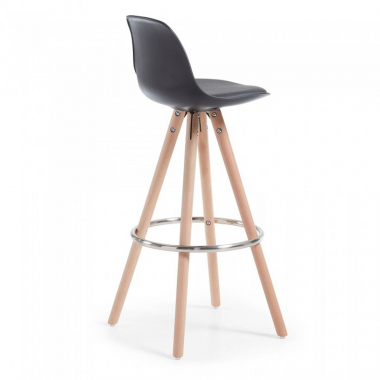 tabouret de bar noir tabouret pieds en bois simil cuir sans accoudoirs 5