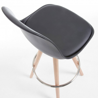 tabouret de bar noir tabouret pieds en bois simil cuir sans accoudoirs 4