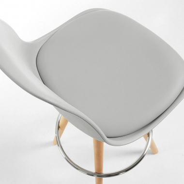 tabouret de bar gris tabouret pieds en bois simil cuir sans accoudoirs 4