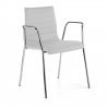 Chaise Visiteur Alisa avec accoudoirs, Structure chromée, Cuir