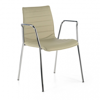 chaise visiteur beige avec des bras simil cuir accoudoirs fixes 1