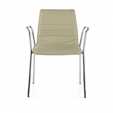 chaise visiteur beige avec des bras simil cuir accoudoirs fixes 3