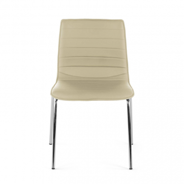 chaise de conference beige 4 pattes simil cuir sans accoudoirs 6