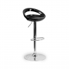Tabouret haut Danko en plastique avec base métallique et repose-pieds circulaire