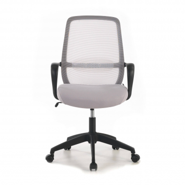 chaise pivotante gris structure noire maille accoudoirs fixes 3