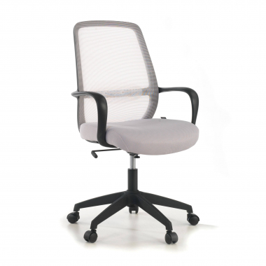 chaise pivotante gris structure noire maille accoudoirs fixes 1