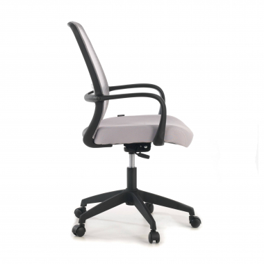 chaise pivotante gris structure noire maille accoudoirs fixes 6