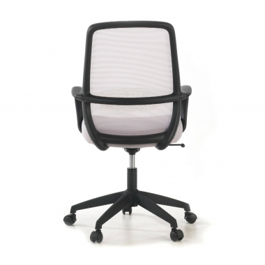 chaise pivotante gris structure noire maille accoudoirs fixes 8