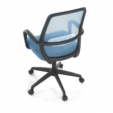 chaise pivotante bleu structure noire maille accoudoirs fixes 8