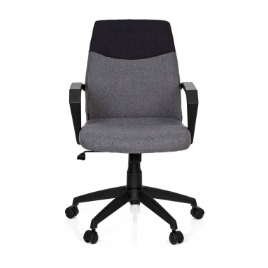 chaise de bureau gris dosseret bas tissu accoudoirs fixes 3