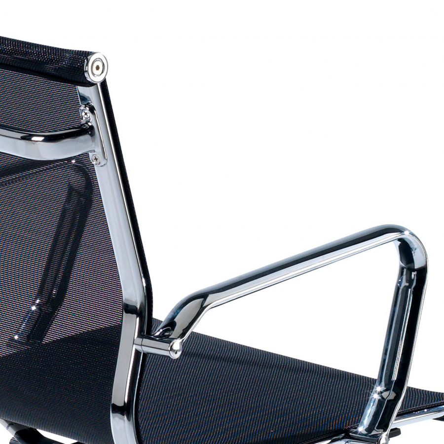 Chaise de bureau design Stilo, Structure chromée, dossier bas en maille 