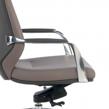 fauteuil de bureau gris dossier bas bicolore simil cuir accoudoirs rembourres 5