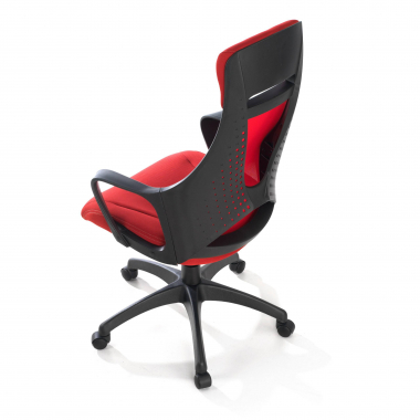 chaise de bureau rouge structure noire maille accoudoirs fixes appui tete 6