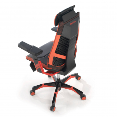 chaise gaming rouge genidia cuir authentique accoudoirs reglables 5d soutien lombaire repose pieds extensible 6
