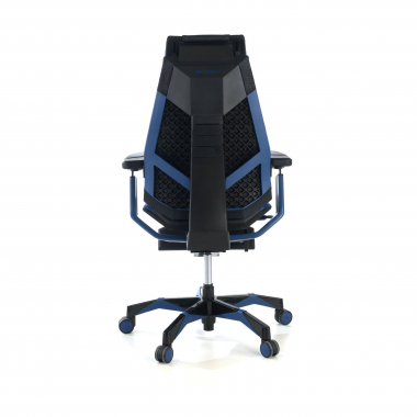 chaise gaming bleu genidia cuir authentique accoudoirs reglables 5d soutien lombaire repose pieds extensible 5