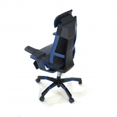 chaise gaming bleu genidia cuir authentique accoudoirs reglables 5d soutien lombaire repose pieds extensible 9