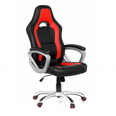 chaise gaming rouge dakar simil cuir accoudoirs fixes 1