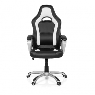 chaise gaming blanc dakar simil cuir accoudoirs fixes 3