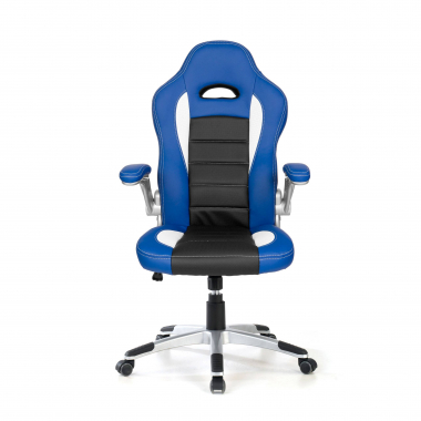 chaise gaming bleu lotus simil cuir accoudoirs rabattables 3