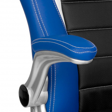 chaise gaming bleu lotus simil cuir accoudoirs rabattables 6