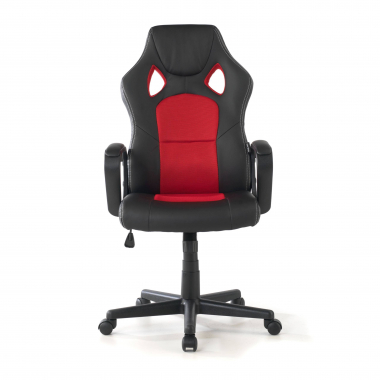 chaise gaming rouge montmelo simil cuir accoudoirs fixes 3