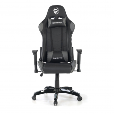 chaise gaming gris game pro simil cuir accoudoirs mobiles coussin lombaire et cervical appui tete 4