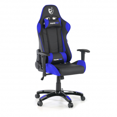 chaise gaming bleu game pro simil cuir accoudoirs mobiles coussin lombaire et cervical appui tete 1