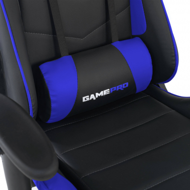 chaise gaming bleu game pro simil cuir accoudoirs mobiles coussin lombaire et cervical appui tete 6