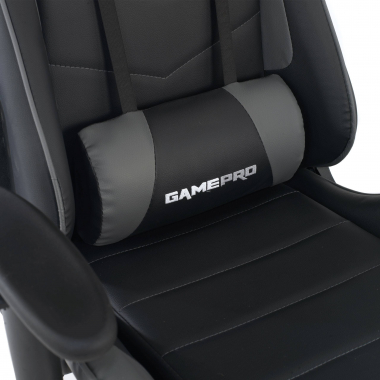 chaise gaming gris game pro simil cuir accoudoirs mobiles coussin lombaire et cervical appui tete 6