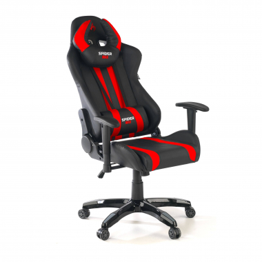 chaise gaming rouge spider simil cuir accoudoirs mobiles coussin lombaire et cervical appui tete 8