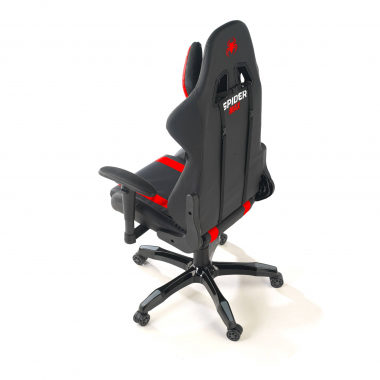 chaise gaming rouge spider simil cuir accoudoirs mobiles coussin lombaire et cervical appui tete 9