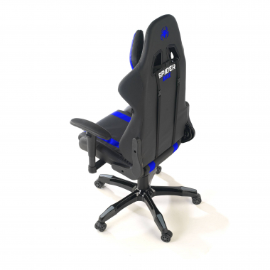 chaise gaming bleu spider simil cuir accoudoirs mobiles coussin lombaire et cervical appui tete 8