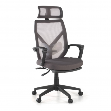chaise de bureau gris neo maille accoudoirs fixes appui tete repose pieds extensible 1